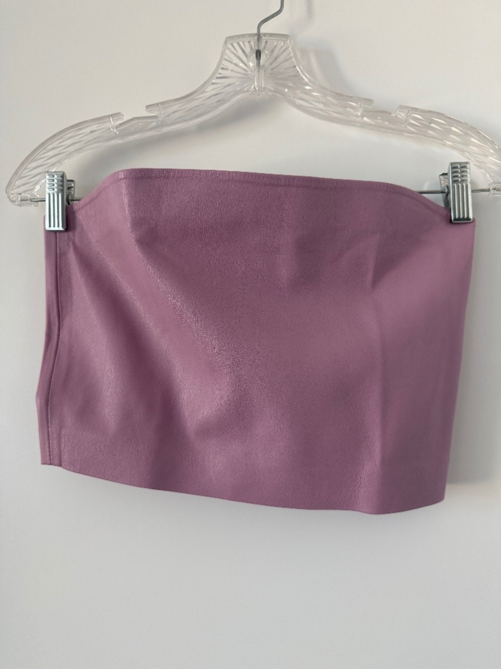 Faux leather crop tine top